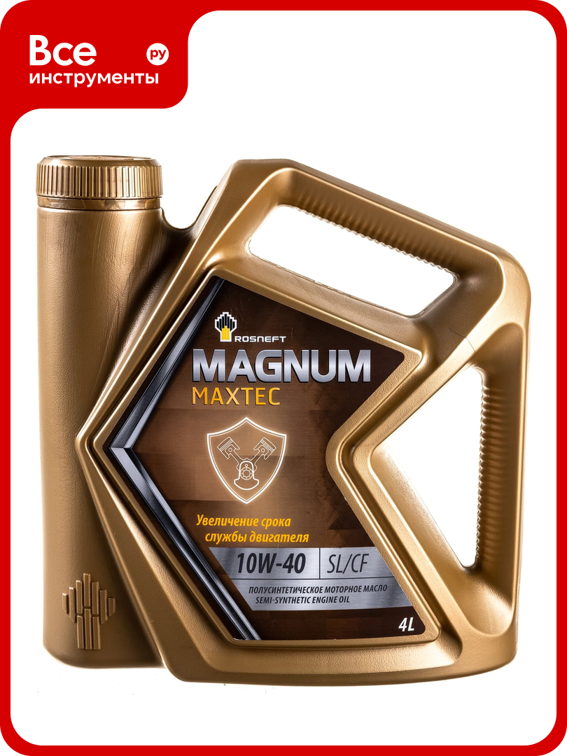 Полусинтетическое моторное масло Роснефть Magnum Maxtec 10W-40 SL-CF канистра 4 л 40814742