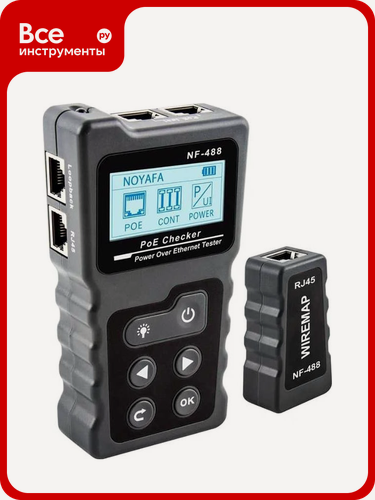 Изображение товара Кабельный тестер устройств с питанием по витой паре NOYAFA NF-488, Определение типа питающего оборудования