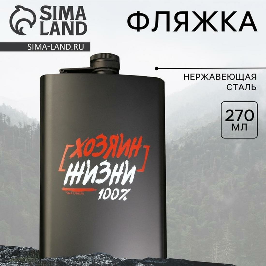 Фляжка "Хозяин жизни", 270 мл, нержавеющая сталь,