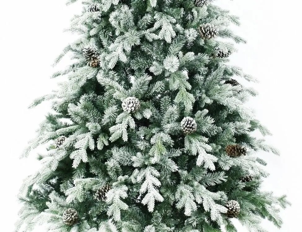 Искусственная елка Crystal Queen заснеженная с шишками 3 м литая + ПВХ + Леска BEATREES