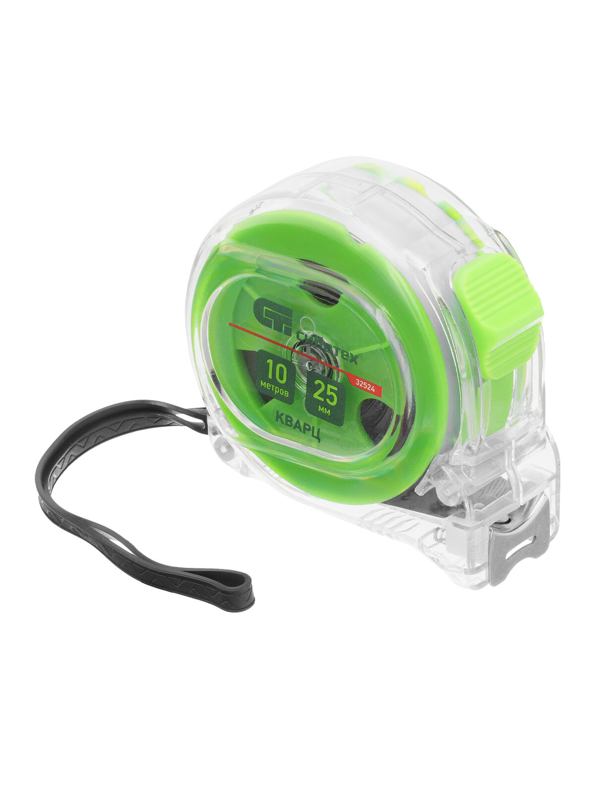 Рулетка Сибртех Кварц прозрачный корпус амортизатор 10 м х 25 мм 32524