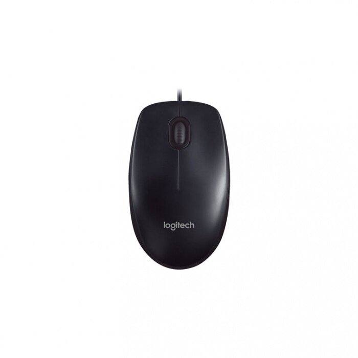 Logitech M90 — полноразмерная проводная мышка, удобно лежит в руке, подключается по USB, подходит для работы и учёбы. — фото 1