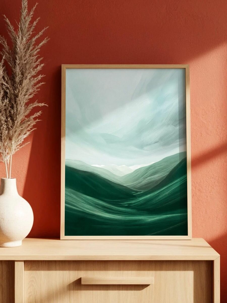 Постер Туманный пейзаж 30х40 см на стену без рамы абстрактная картина на бумаге