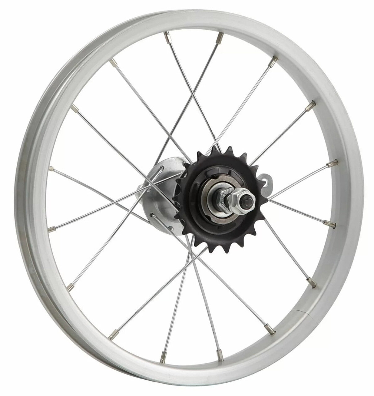 Колесо 14" заднее, одностенный обод 16 отв, втулка сталь Dachan, гайка