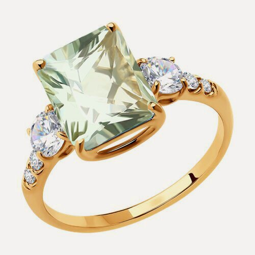 Изображение товара Кольцо, красное золото, 585 проба, празиолит, фианит