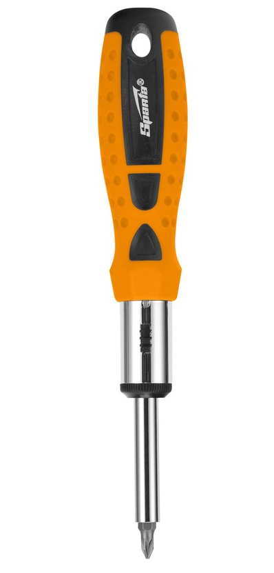 Отвертка-реверс + биты, 10 пред, ph + sl + pz, crv, 2к рукоятка sparta