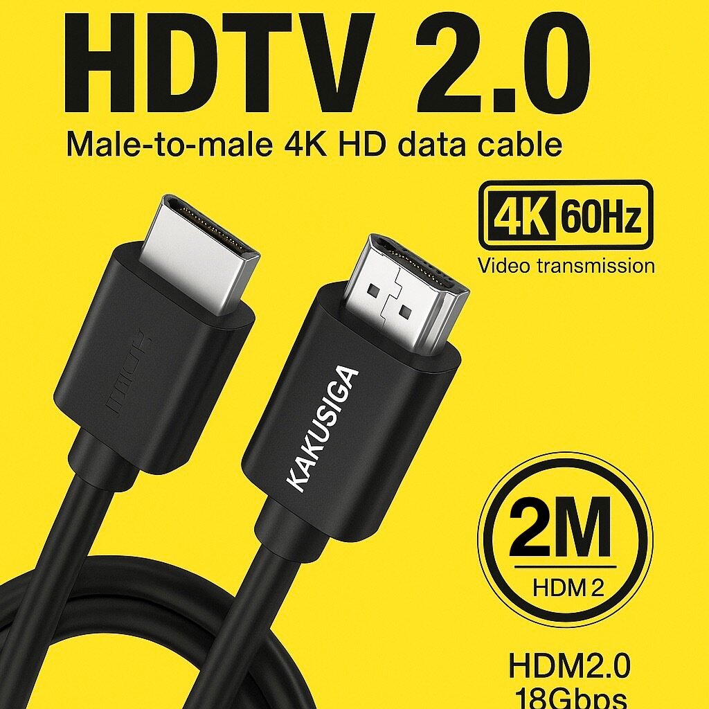 Кабель HDMI Kakusiga HDTV 2.0 (4K, 60 Гц, 2 метр) HDMI2.0 18GBs