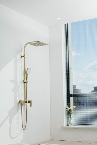 Изображение товара Душевая стойка со смесителем и тропическим душем Gappo G2407-33 латунь, сатиновое золото