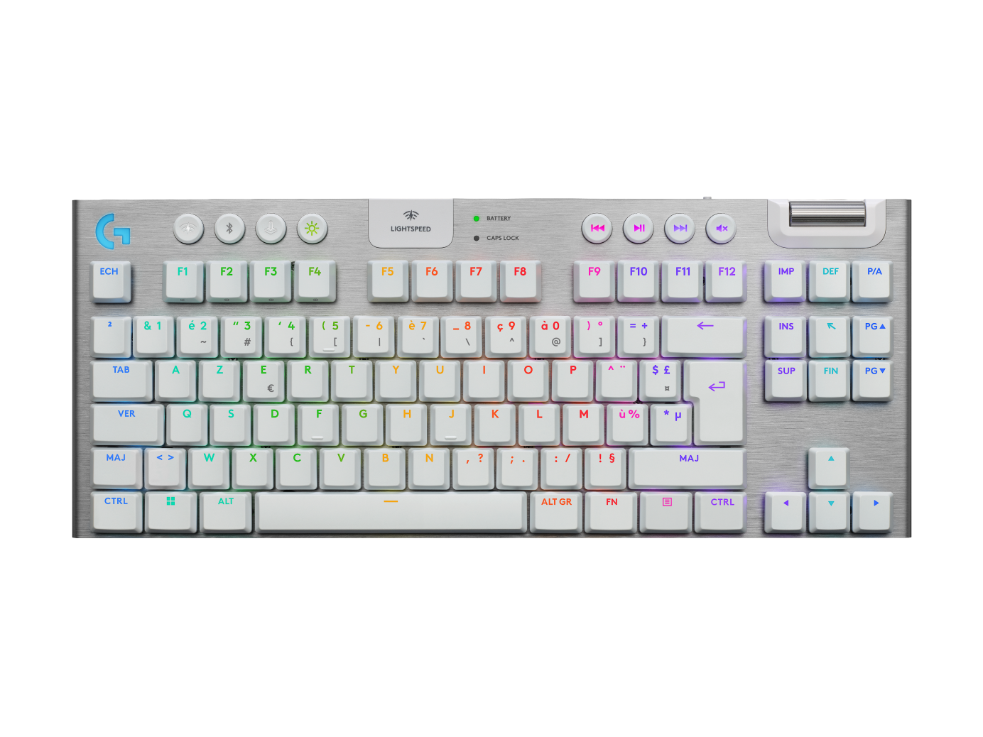 Клавиатура Logitech G915, беспроводная, игровая, 2,4 ГГц/BT, white, TKL, Low-Profile