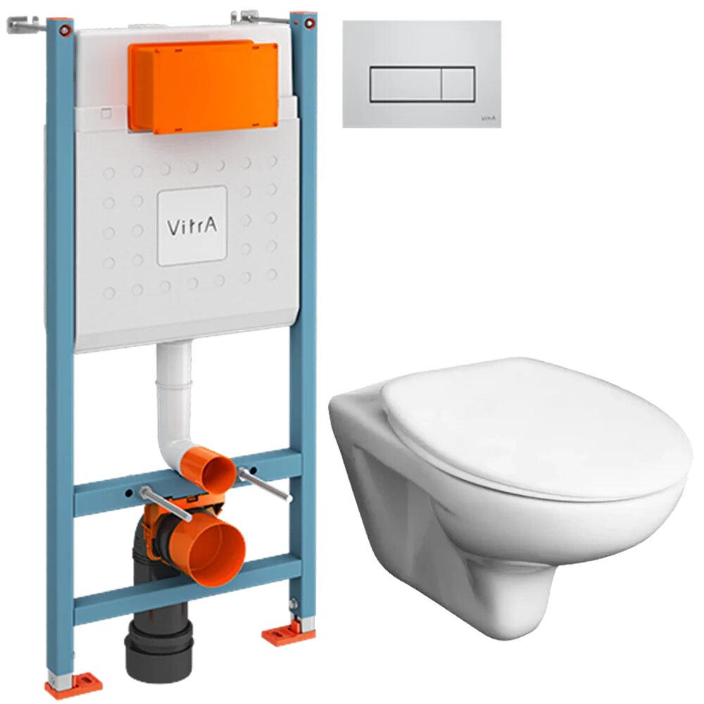 Комплект 3 в 1 Унитаз подвесной Roca Mateo 346200000 / Крышка DIWO Матео 0346 быстросъемное с микролифтом / Комплект VitrA V-Fix Core 738-5800-01