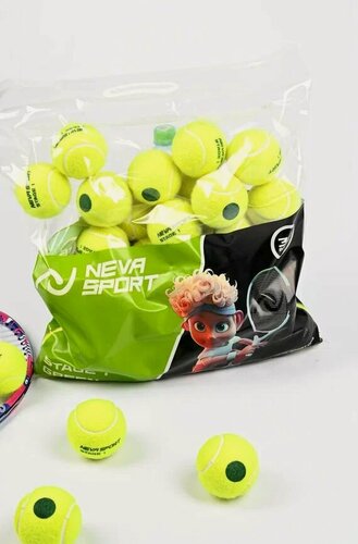 Изображение товара Детские теннисные мячи NEVA SPORT Green (36 мячей в пакете)