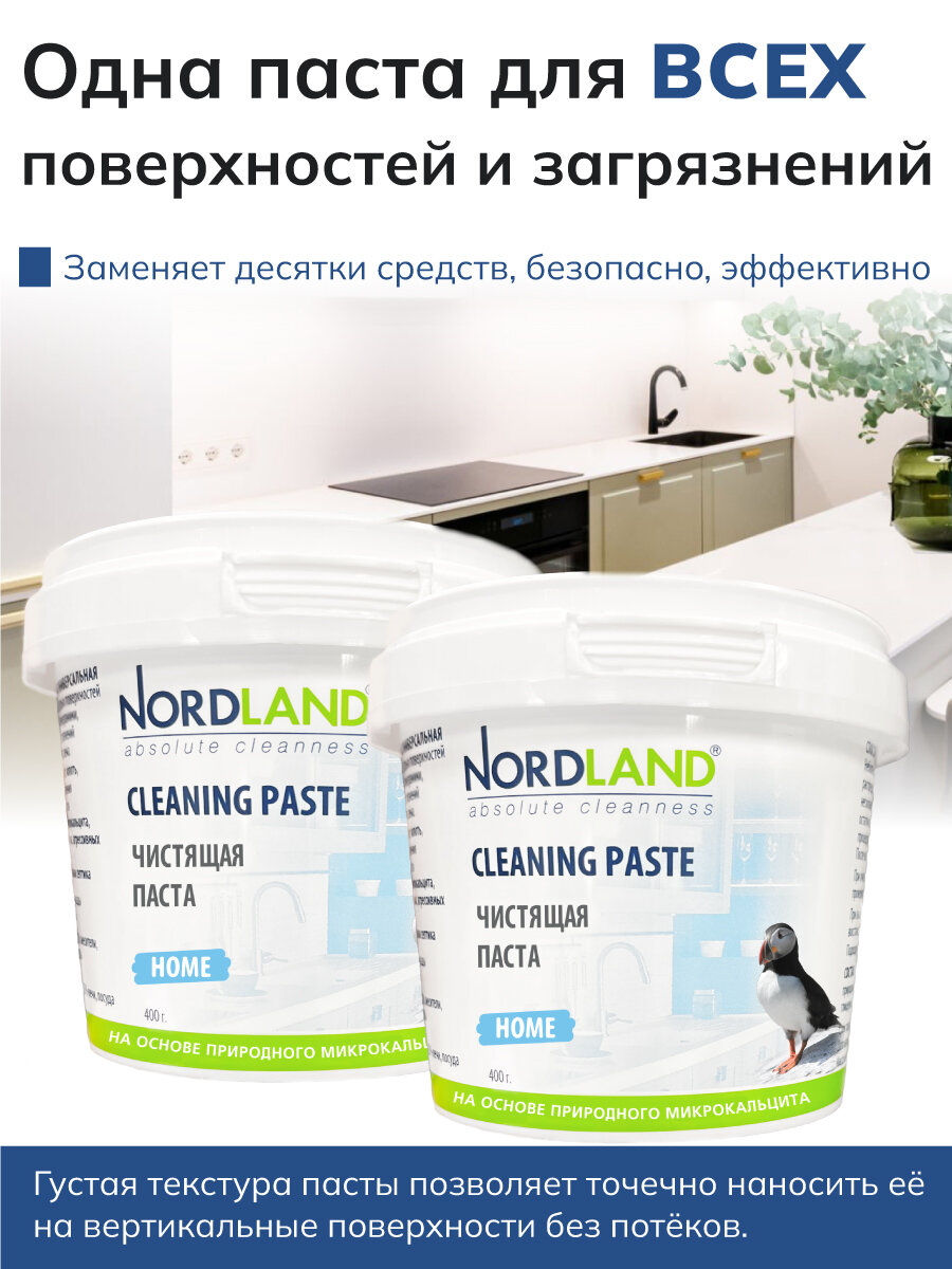 Паста чистящая NORDLAND для очистки твердых поверхностей 400 г х 2 шт
