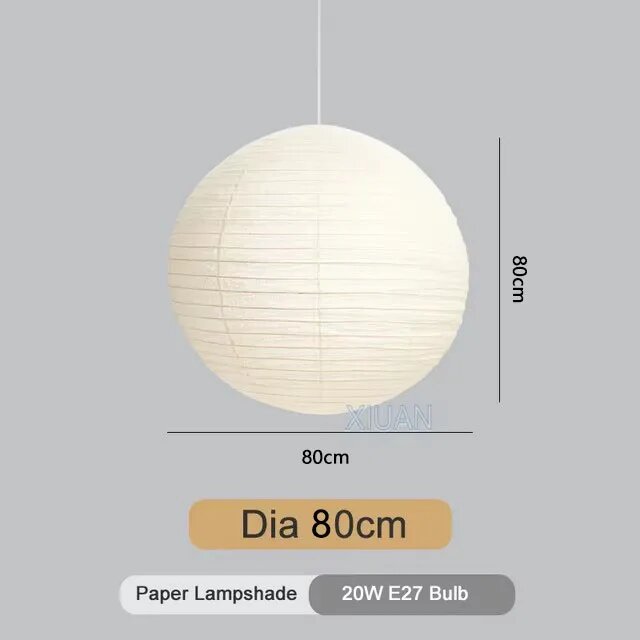 Подвесные светильники XIUAN, бумага, круглые, E27, White Cable Base, Dia 80cm, Warm Light