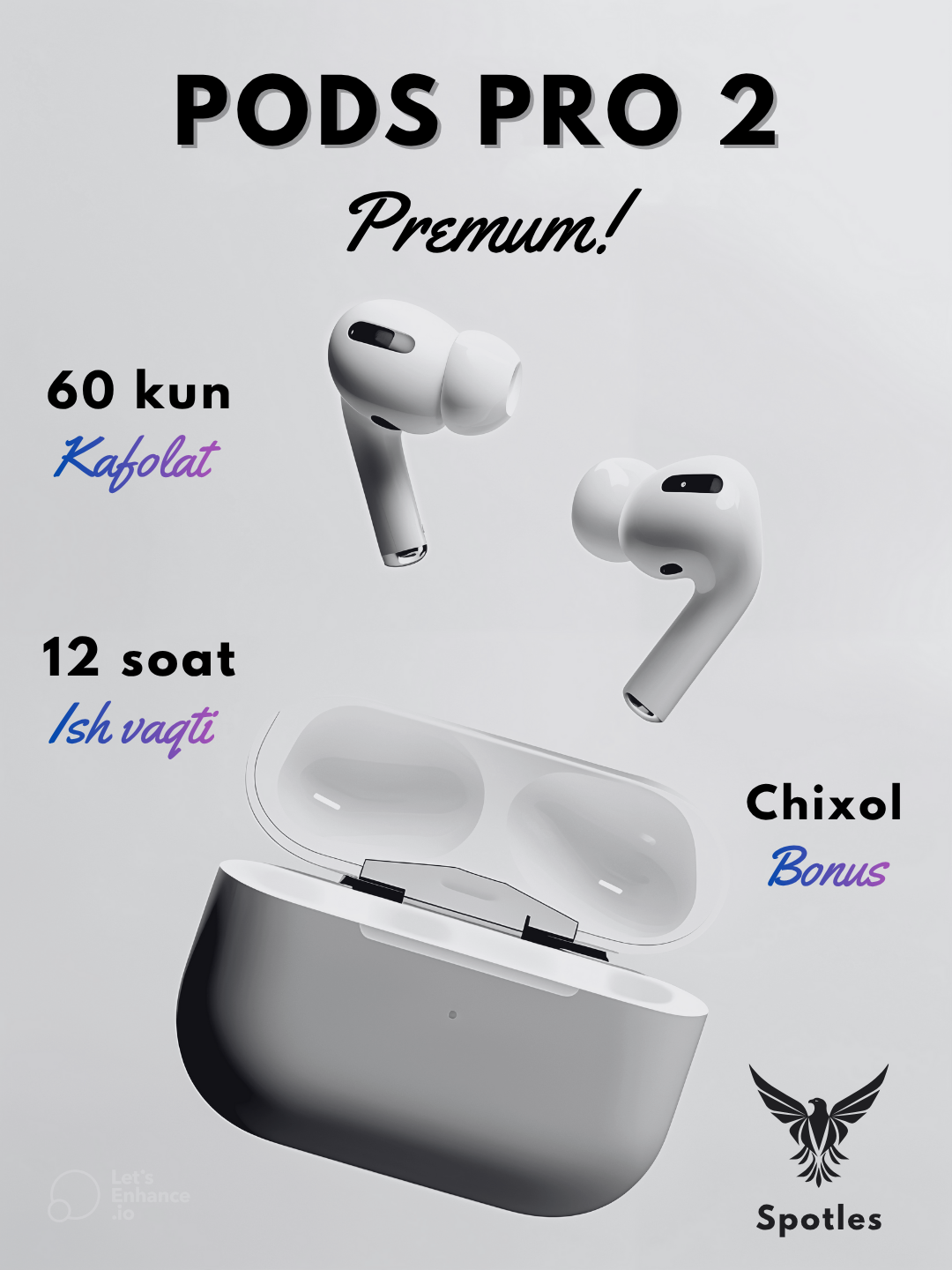 Беспроводные Наушники Apple AirPods Pro 2 Premium сенсорное управление, активное шумоподавлениe "Чехол — в подарок"