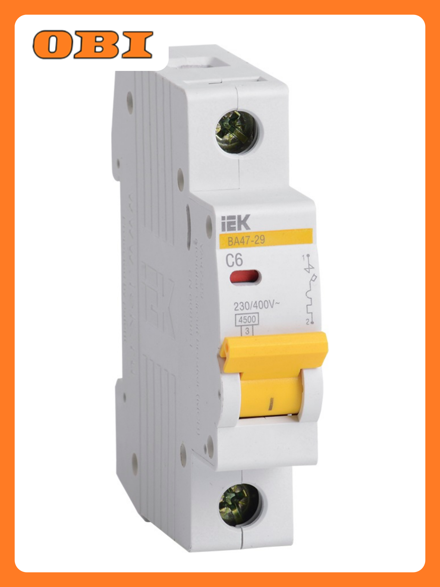 Автоматический выключатель IEK ВА4729 6А 4500А C монтаж на DIN-рейку