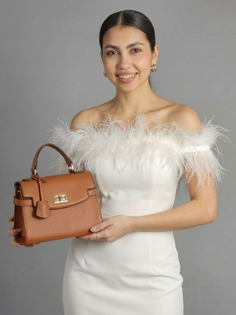 Сумка кросс-боди Evangelina May, фактура матовая, зернистая, коричневая — фото 1