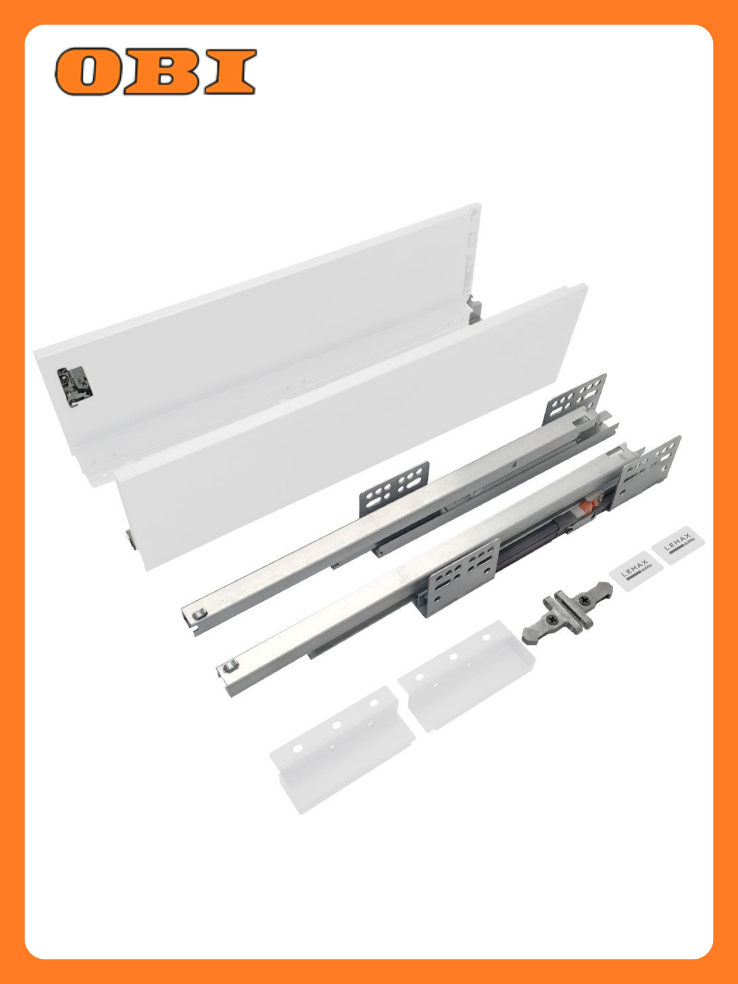 Комплект направляющих Lembox для выдвижных ящиков сталь 84 мм 500 мм
