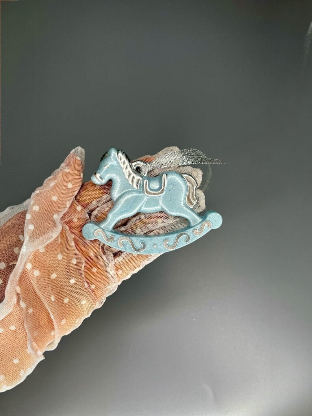 Елочные игрушки "Лошади", роспись акрилом, скульптурный гипс, набор 4 штуки