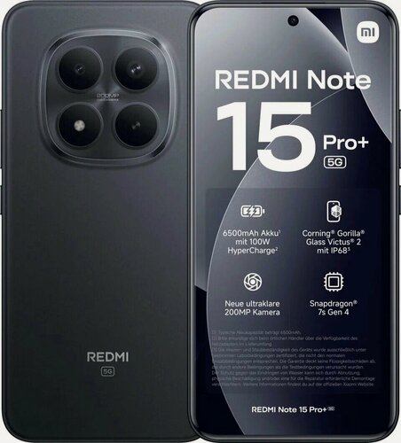 Изображение товара Смартфон Xiaomi Redmi Note 15 Pro Plus 5G 12/512GB Black (Черный) EAC (Ростест)