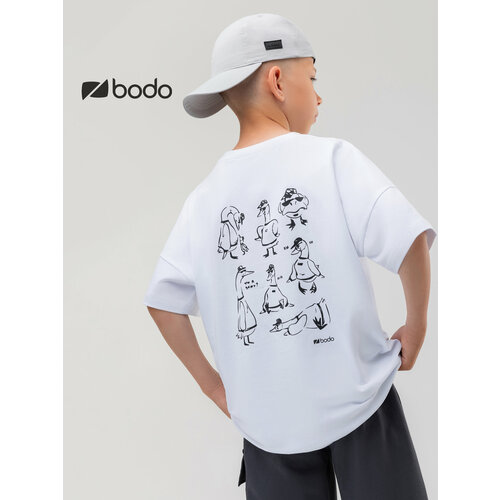 фото Футболка bodo, размер 98-104, белый/черный