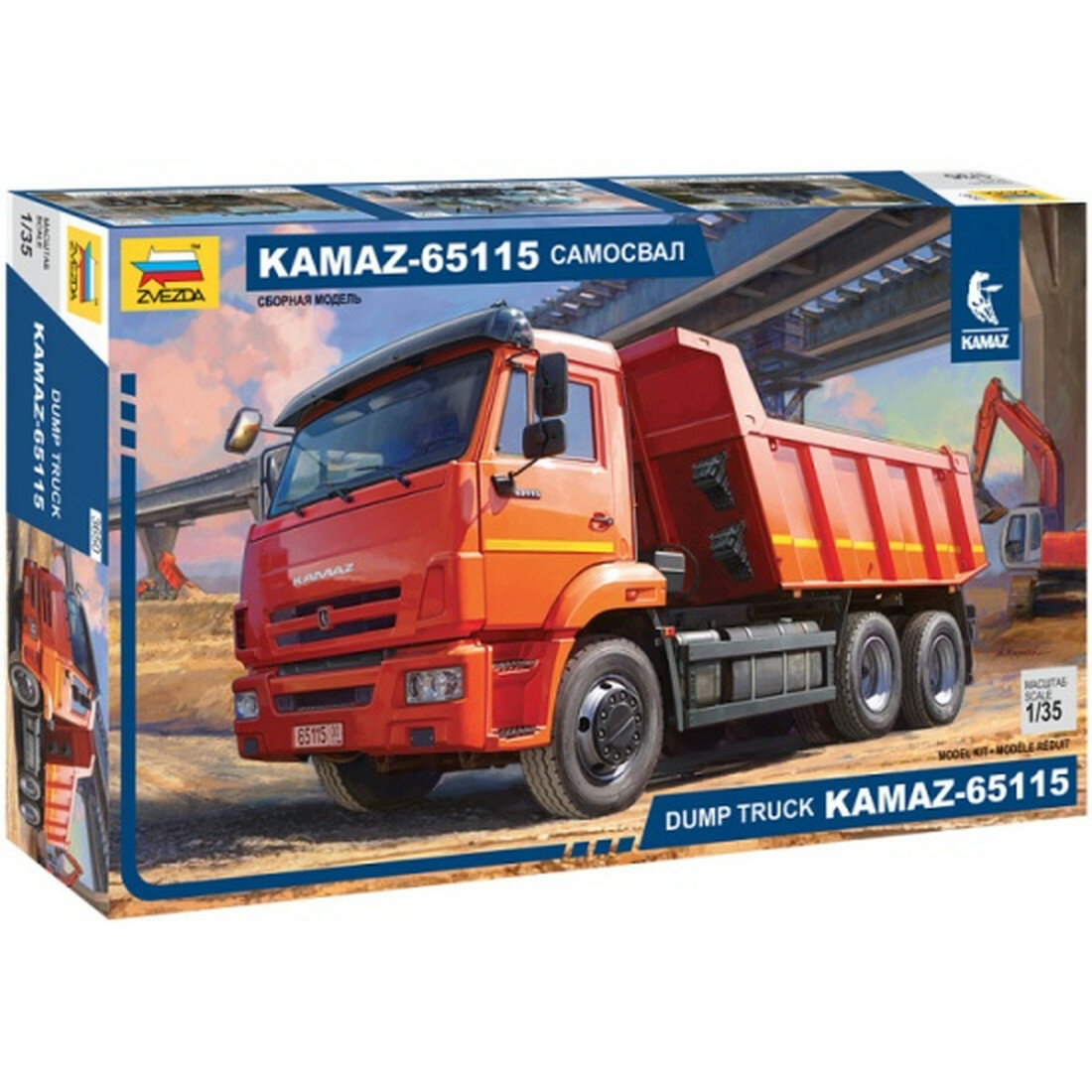 Сборная модель Zvezda "КАМАЗ-65115", 1:35, 426 деталей, 20 см