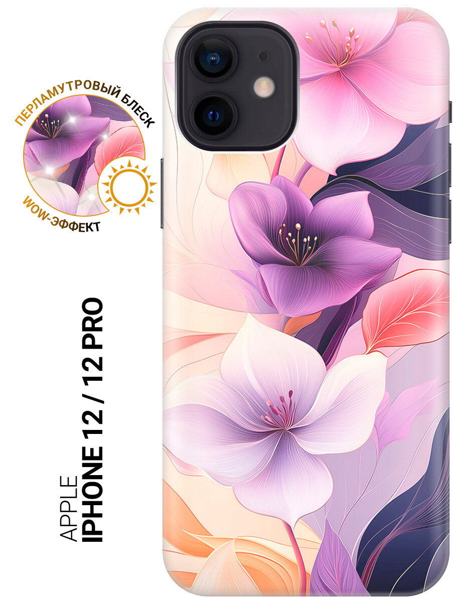 Силиконовый чехол на Apple iPhone 12 / 12 Pro с принтом "Сказочные цветы"