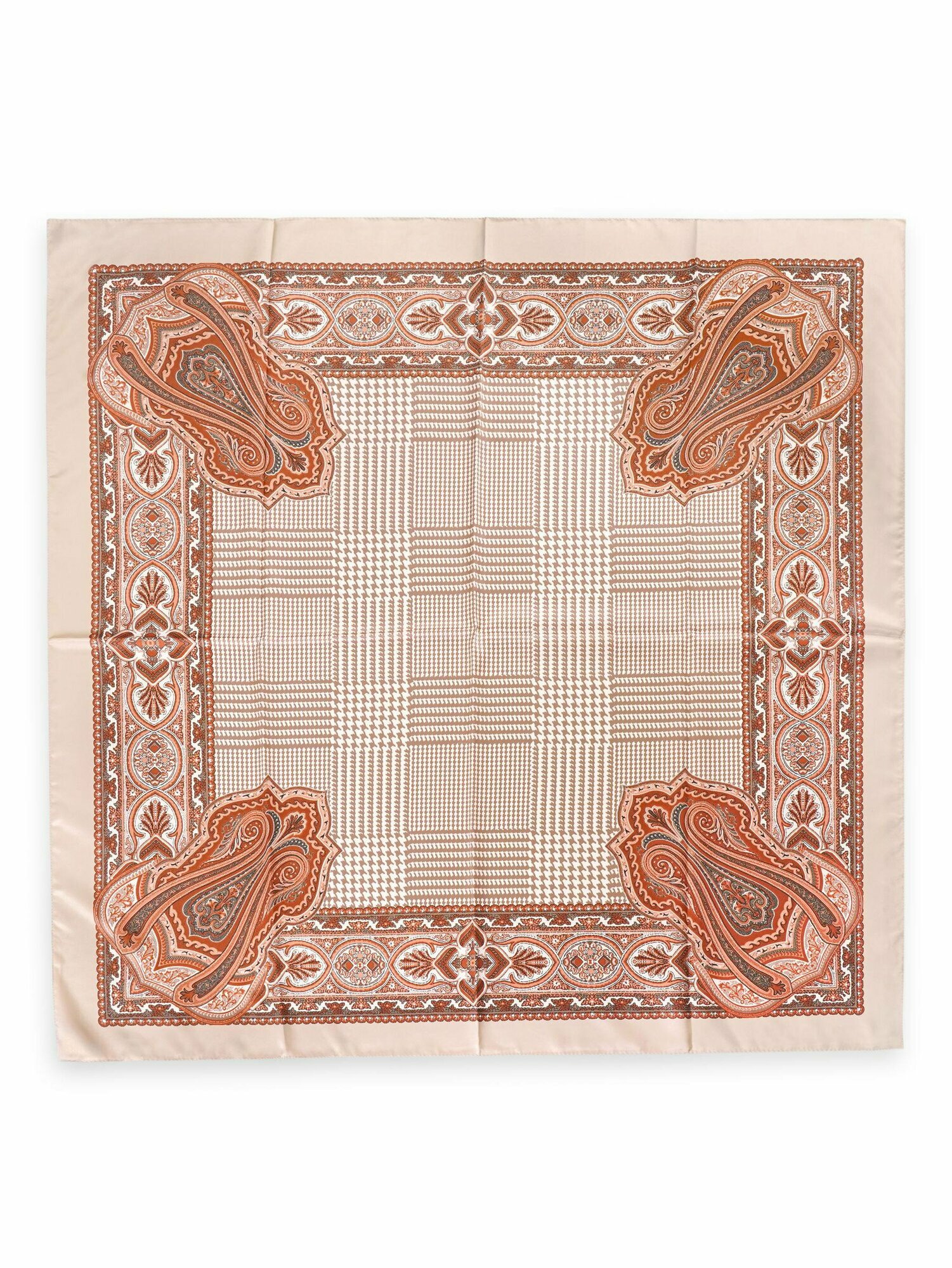 Платок Roby Foulards для женщин,90х90 см, бежевый/оранжевый