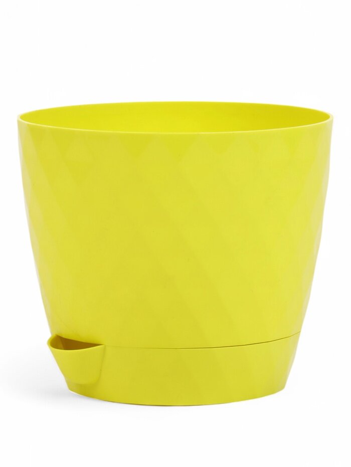 Горшок для цветов с прикорневым поливом «Румба» 1 л d=13.5 см h=12 см пластик с поддоном цвет лимон