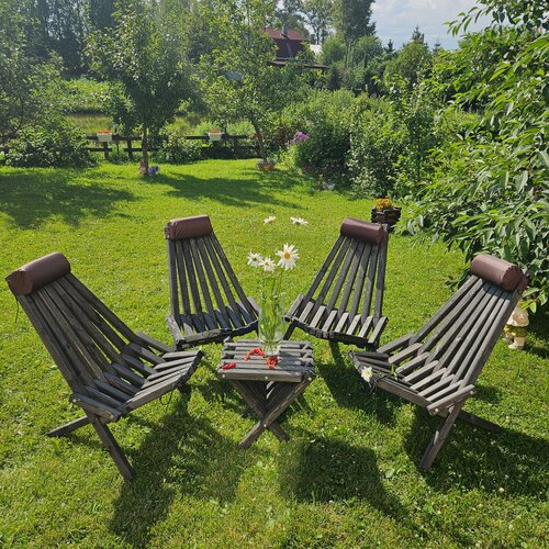 Изображение товара Комплект садовой мебели для 4 чел из 6 предметов с подушками, цвет старый орех (комплект для самостоятельной сборки)