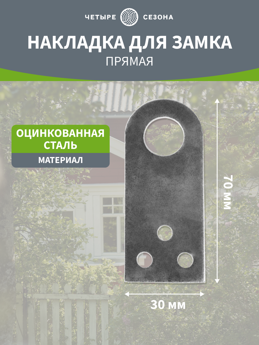 Проушина дверная Четыре сезона / накладка петля для навесного замка 30х70