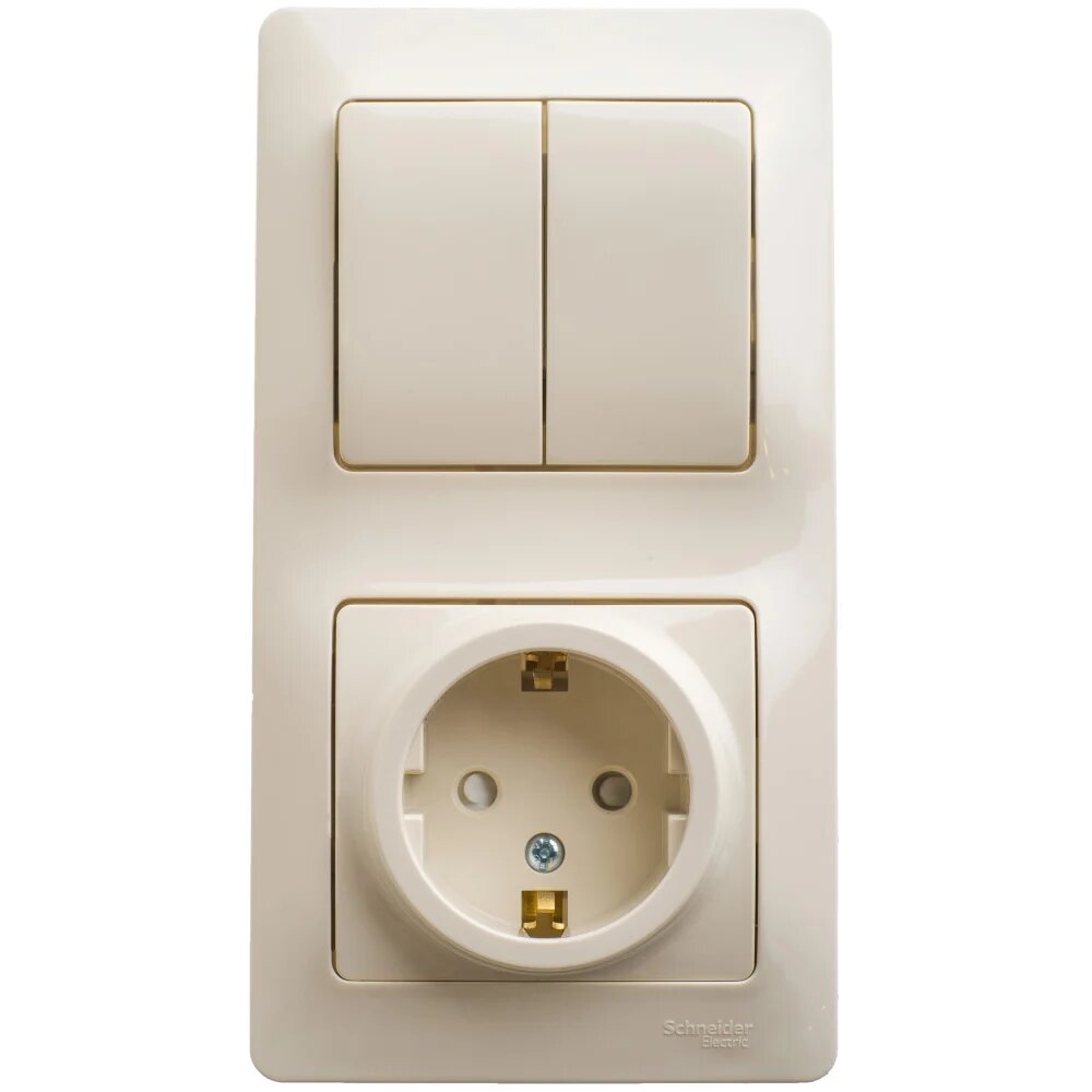 Комбинированный блок розетка + 2-клавишный выключатель Systeme Electric GLOSSA бежевый GSL000274