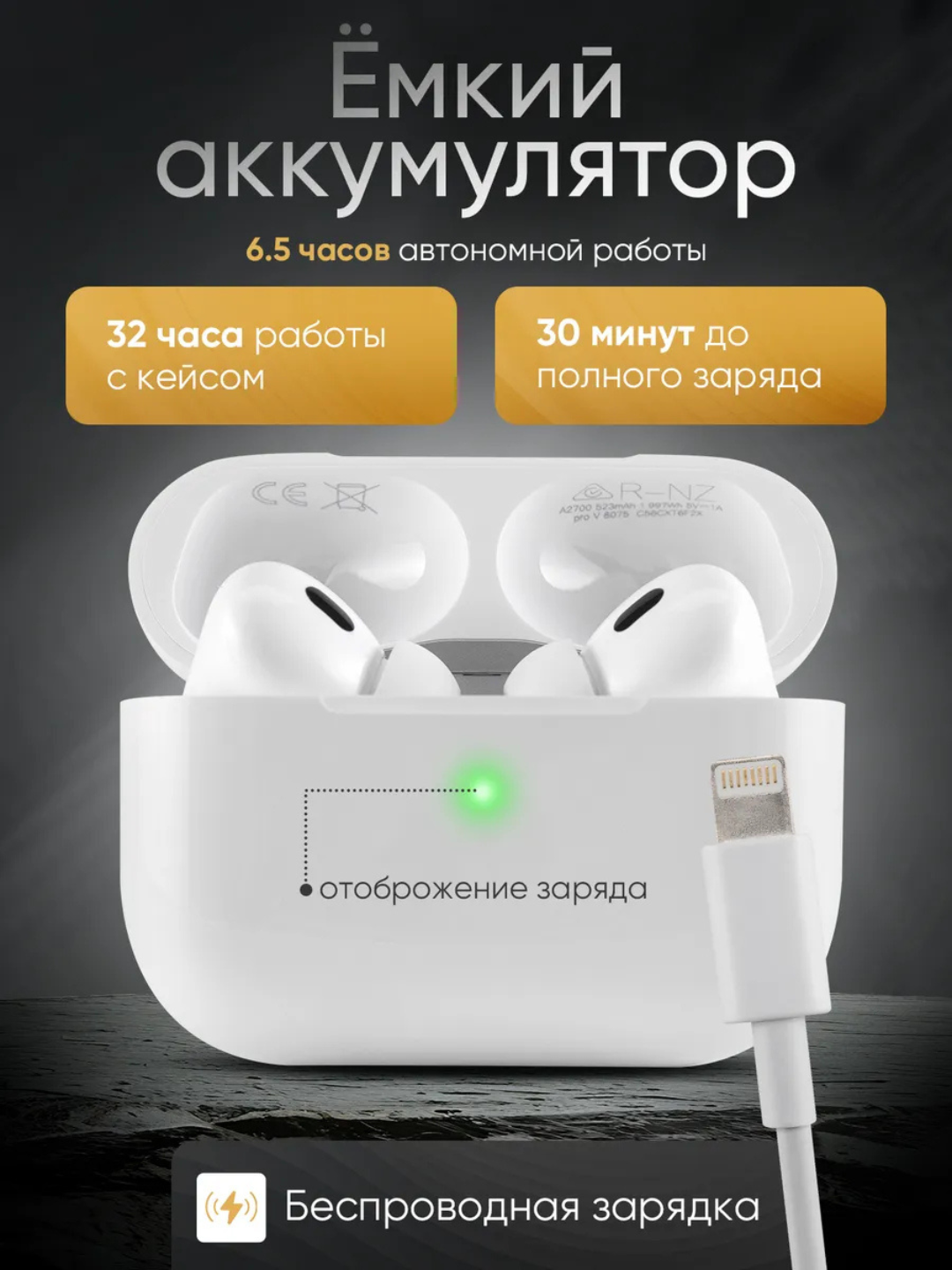 Беспроводные наушники "AirPods Pro 2", IOS, Android, Windows — фото 1