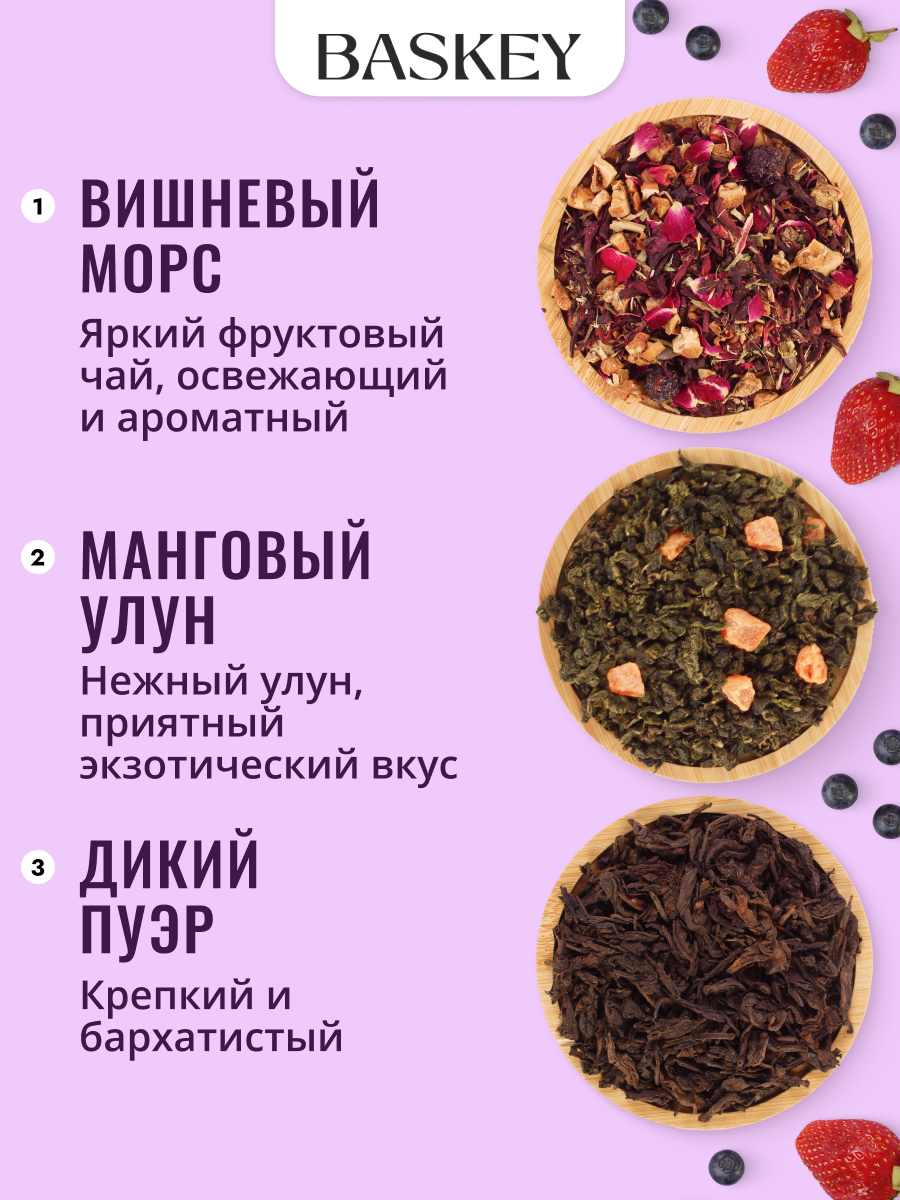 Подарочный набор листового чая, ассорти: черный, зеленый, молочный улун, пуэр — фото 1