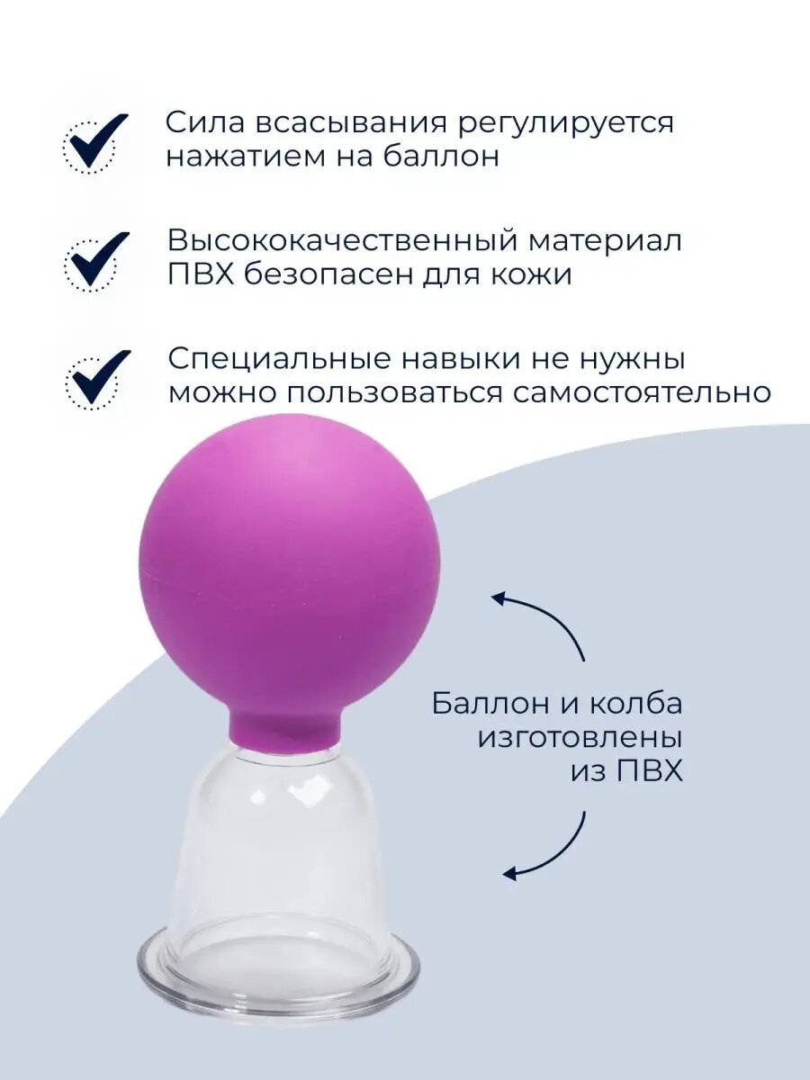 Медицинские Банки Вакуумная банка для антицеллюлитного массажа тела фиолетовая Альпина власт
