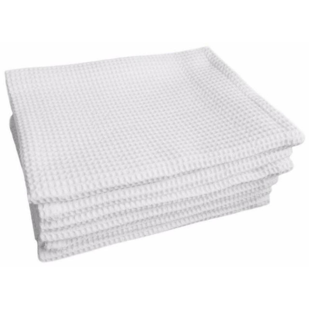 Салфетка вафельная, хлопок, универсальная, 40x80 см, белая, 10 штук