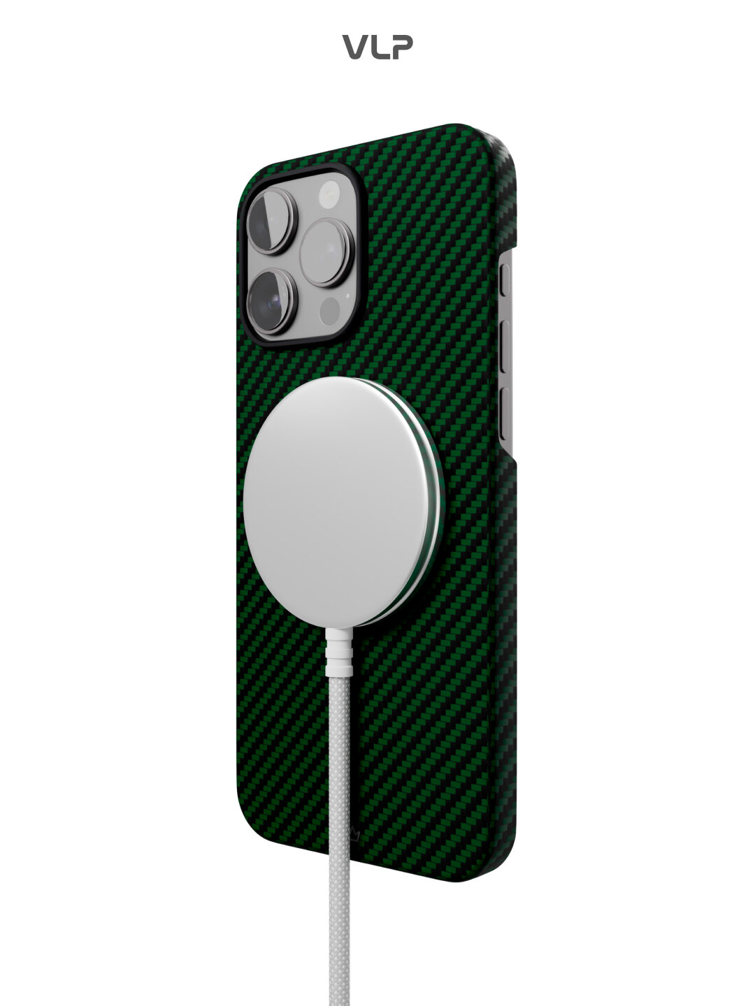 Чехол защитный VLP Kevlar Case с MagSafe для iPhone 16 ProMax, зеленый — фото 1