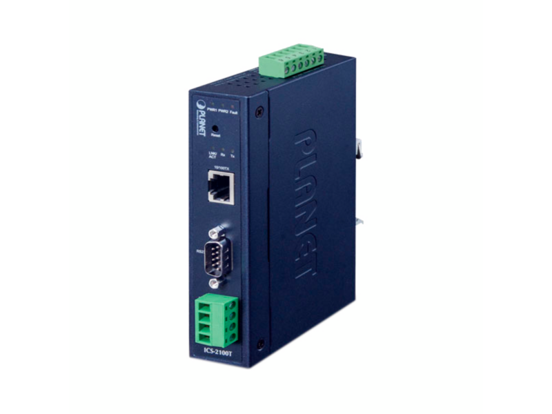 Конвертер конвертер/ PLANET ICS-2100T IP30 Industrial 1-Port RS232/RS422/RS485 Serial Device Server (1 x 10/100BASE-TX, -40~75 degrees C, dual 9~48V DC, Web, Telnet and SNMP management )
