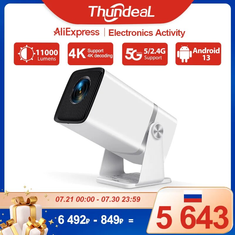ThundeaL 4K Full HD проектор FHD TD80W Android WiFi 3D домашний кинотеатр TD80 mini портативный проектор луча видео для встреч кино PK HY320 HY320W HY300 HY300W проектор, Android Version, вилка ЕС