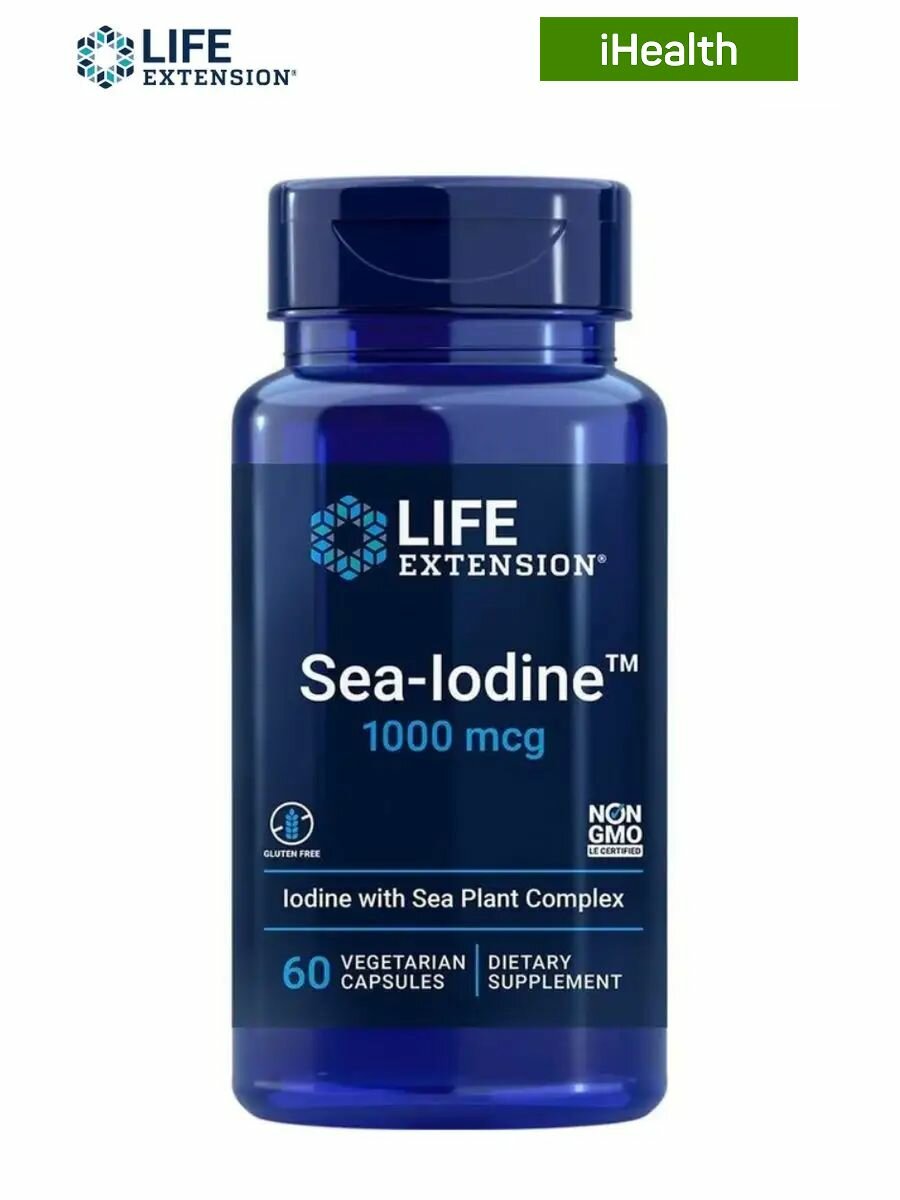 Life Extension SeaIodine Морской йод 1000 мкг 60 вегетарианских капсул