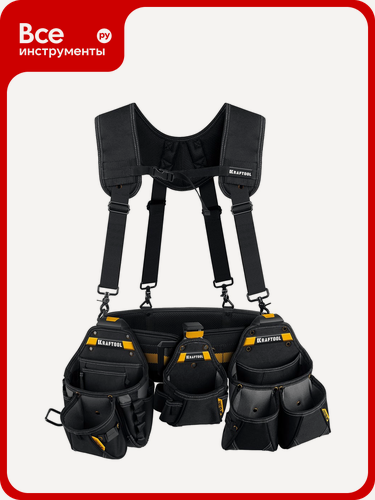Изображение товара Пояс монтажника, в комплекте: пояс монтажника, подтяжки и 3 сумки KRAFTOOL KBS-5 38760-5 пояс для инструмента