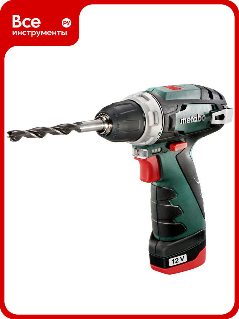 Аккумуляторная дрель-шуруповерт Metabo PowerMaxx BS 12 В, 2х2.0, LC12, патрон, кейс 600984500