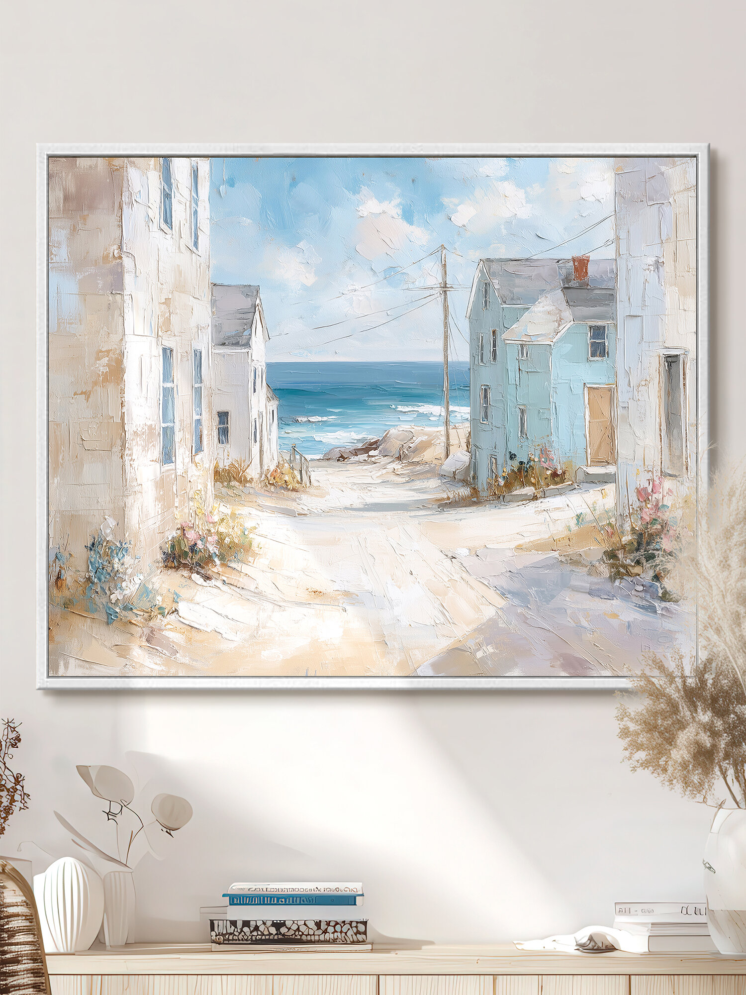 Картина  прибрежное утро  53х43 см   интерьерная картина в раме  горизонтальная  на бумаге  море  пейзаж  Арт Хаус