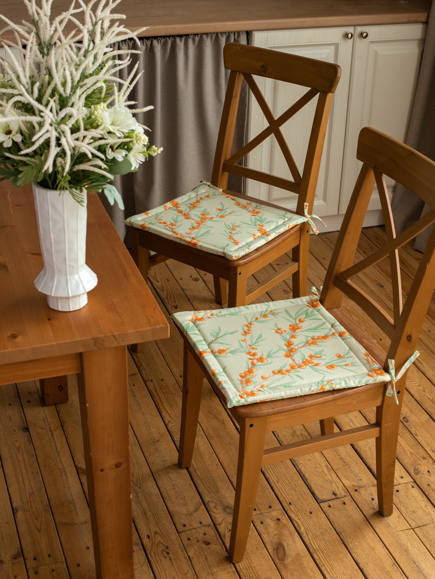 Галета на стул квадратная 40x40  Хаски Home 2 шт облепиха