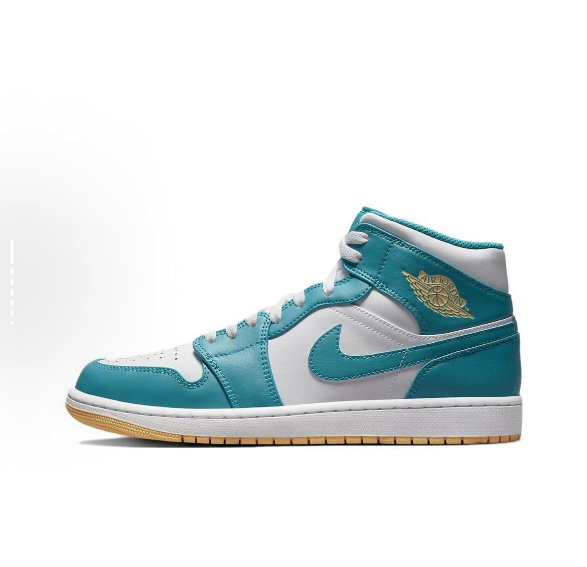 Кроссовки NIKE Air Jordan 1 Mid, размер 44, белый/бирюзовый