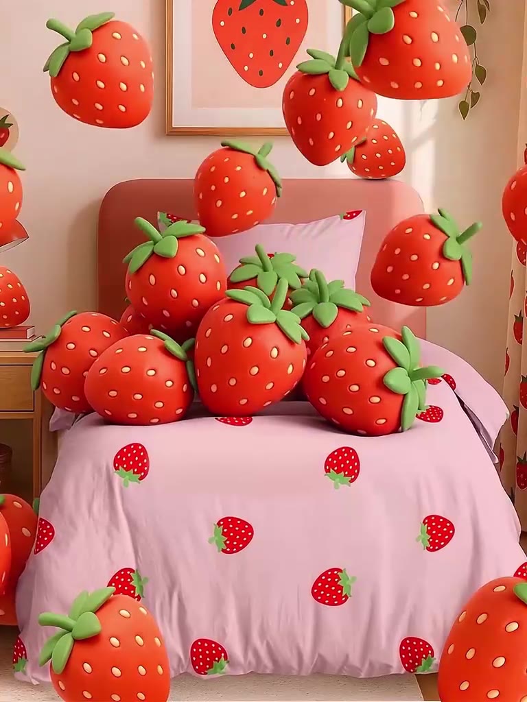 "4YOU" by Crazy Getup, Комплект постельного белья 2 спальный, Полисатин, 2 нав. 70х70, Strawberry, Клубника — фото 1