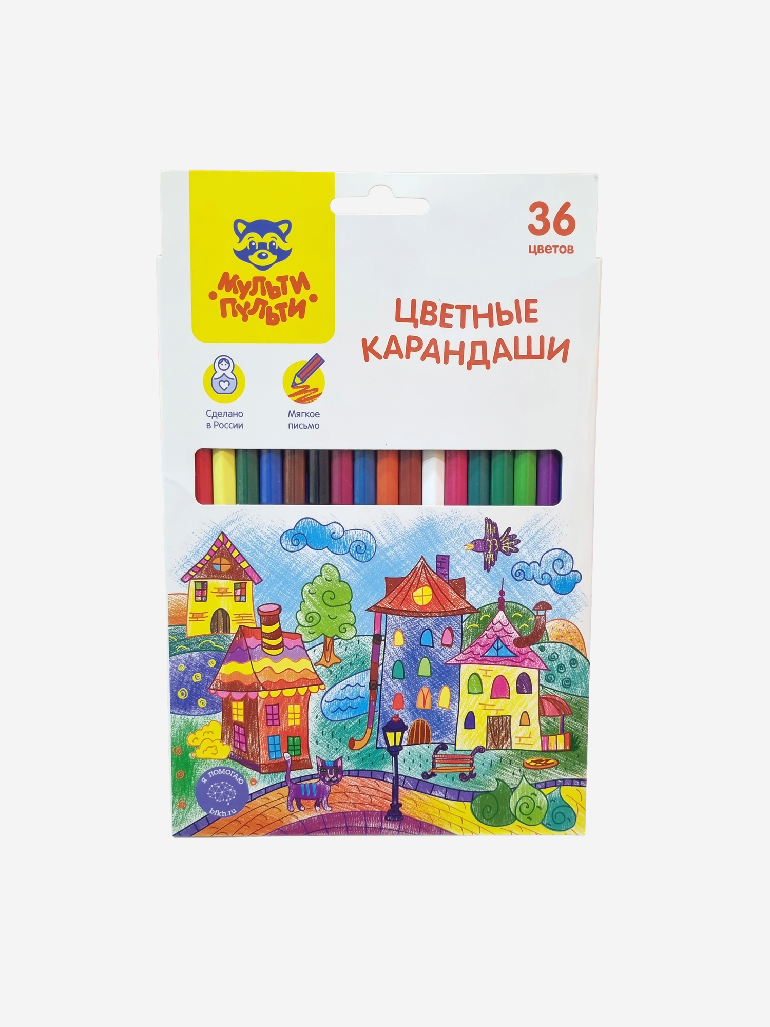 Цветные карандаши Мульти-Пульти, дерево, треугольные, B, 36 цветов, подарочная упаковка