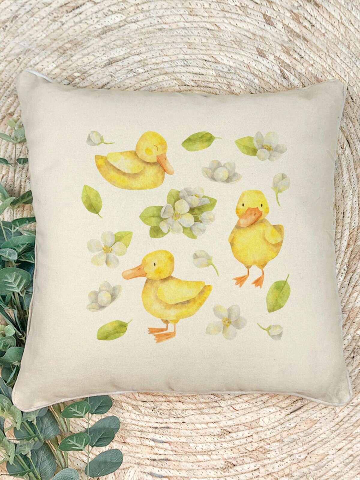 Наволочка для декоративной подушки Gerasim "Уточки", 41х41 см, эко-ткань хлопок/полиэфир