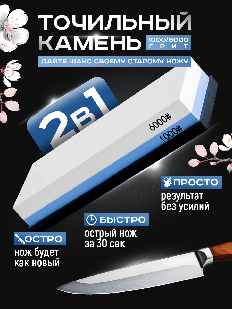 Точильный камень Conflate 1000/6000 грит для заточки ножей и ножниц 2 стороны