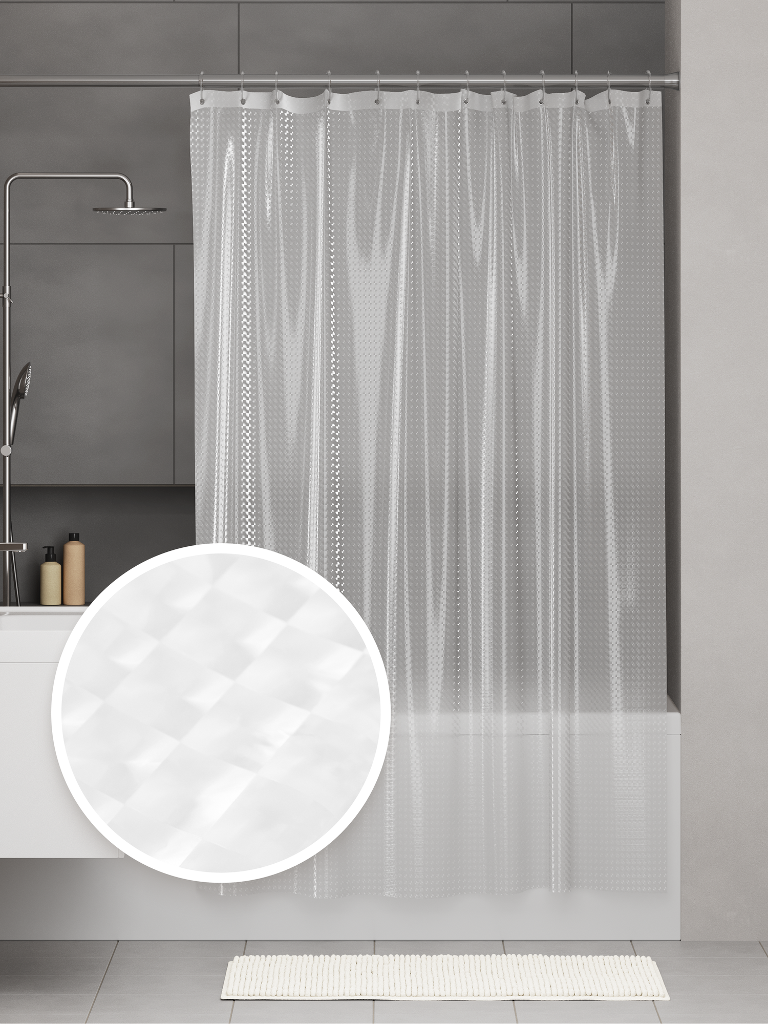 Штора для ванной комнаты Homsly 180*180 см прозрачный коллекция Elema 8H-018-TCCT-ELE