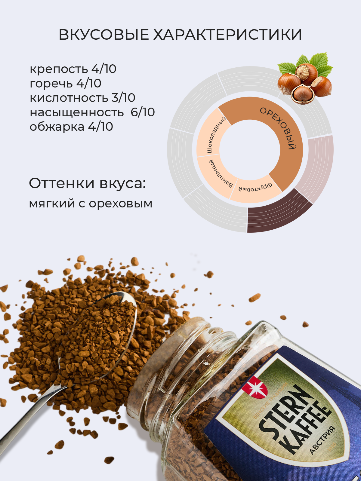 Кофе растворимый сублимированный без кофеина с молотым STERNKAFFEE Decaf Doppelt 100 г. — фото 1